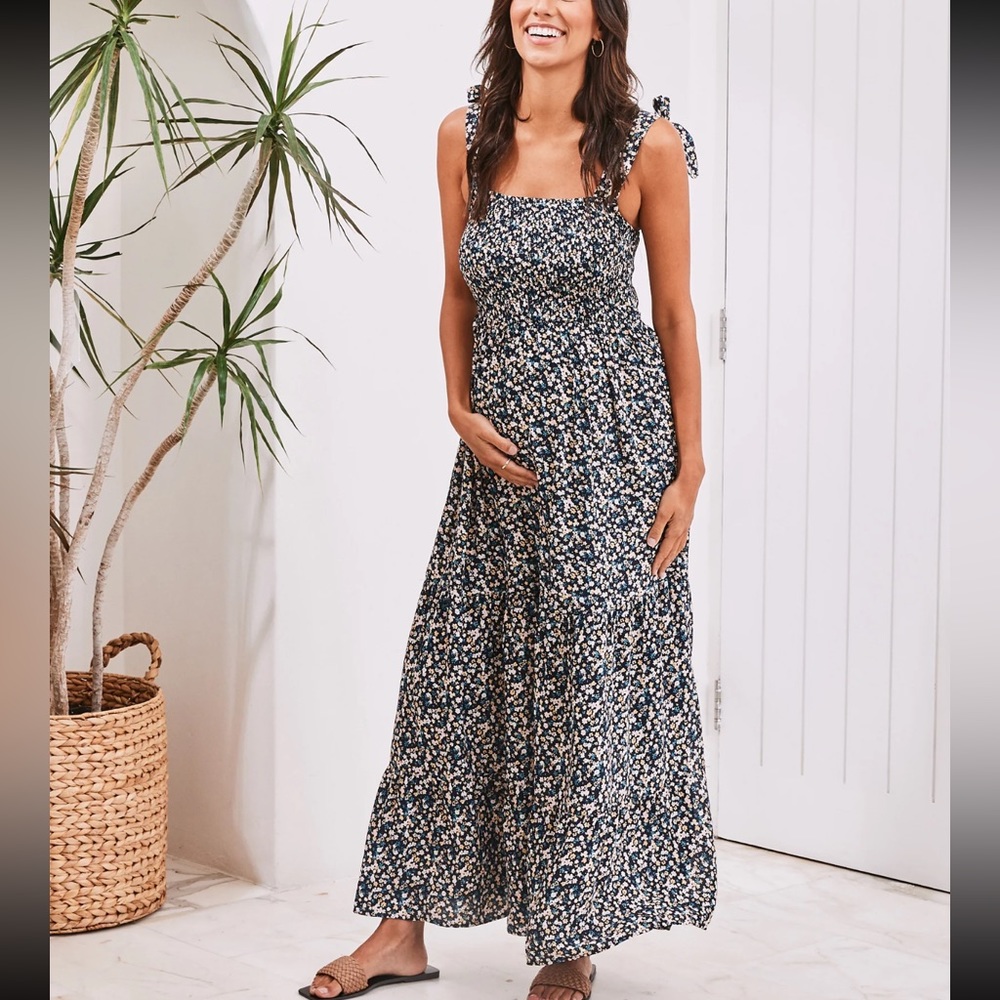 Angel Maternity Navy Floral Dress